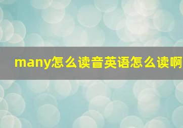 many怎么读音英语怎么读啊