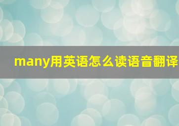 many用英语怎么读语音翻译