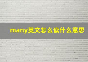 many英文怎么读什么意思