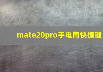 mate20pro手电筒快捷键