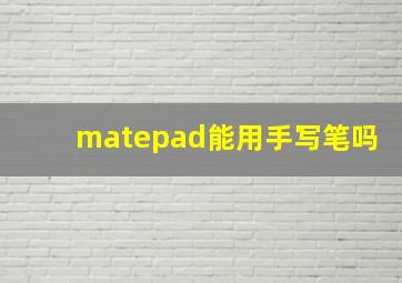 matepad能用手写笔吗