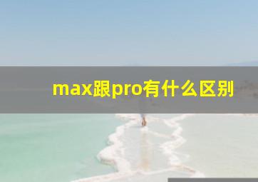 max跟pro有什么区别