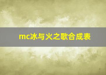 mc冰与火之歌合成表