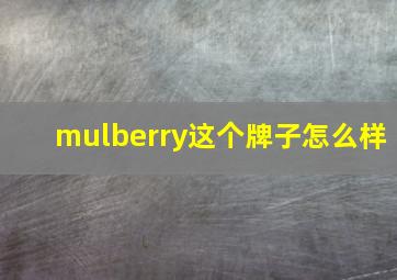 mulberry这个牌子怎么样