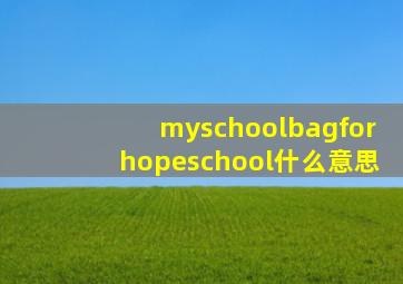 myschoolbagforhopeschool什么意思