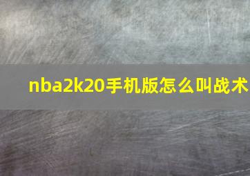 nba2k20手机版怎么叫战术