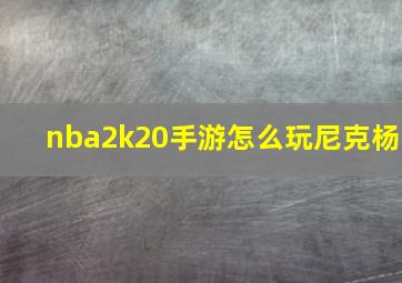 nba2k20手游怎么玩尼克杨