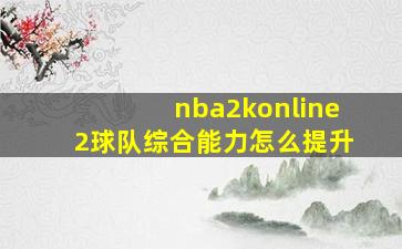 nba2konline2球队综合能力怎么提升