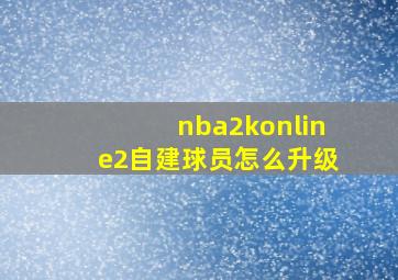 nba2konline2自建球员怎么升级