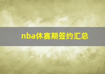 nba休赛期签约汇总