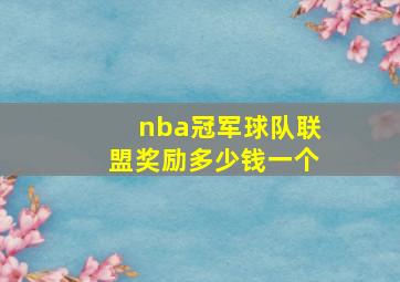 nba冠军球队联盟奖励多少钱一个