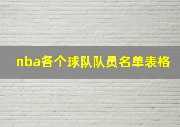 nba各个球队队员名单表格