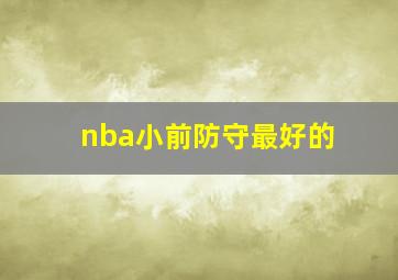 nba小前防守最好的