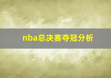 nba总决赛夺冠分析