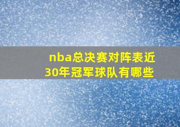 nba总决赛对阵表近30年冠军球队有哪些