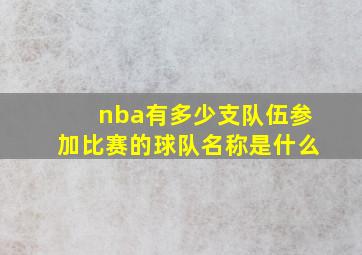 nba有多少支队伍参加比赛的球队名称是什么