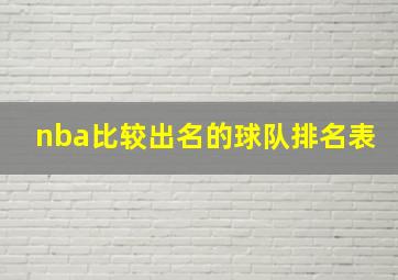 nba比较出名的球队排名表