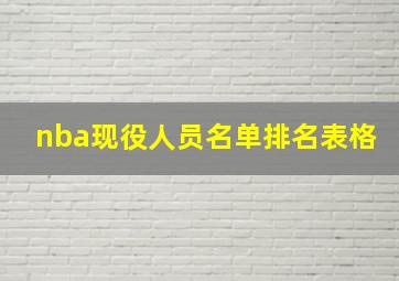 nba现役人员名单排名表格