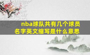 nba球队共有几个球员名字英文缩写是什么意思