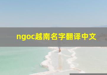 ngoc越南名字翻译中文