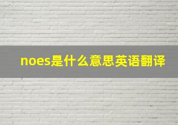 noes是什么意思英语翻译