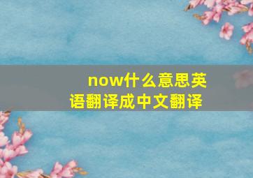 now什么意思英语翻译成中文翻译