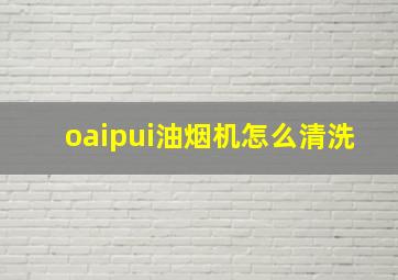 oaipui油烟机怎么清洗