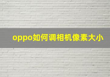 oppo如何调相机像素大小