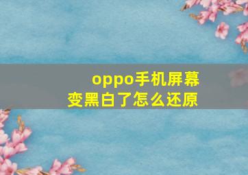 oppo手机屏幕变黑白了怎么还原