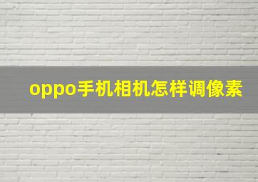 oppo手机相机怎样调像素