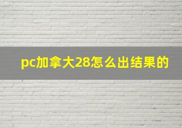 pc加拿大28怎么出结果的