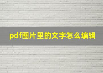 pdf图片里的文字怎么编辑