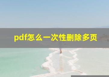 pdf怎么一次性删除多页