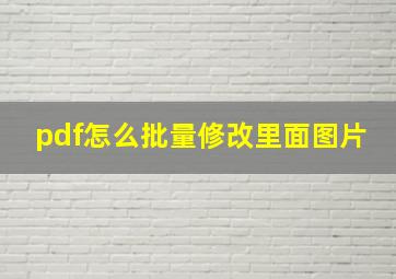 pdf怎么批量修改里面图片