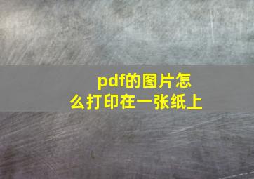 pdf的图片怎么打印在一张纸上