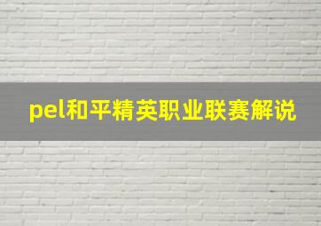 pel和平精英职业联赛解说