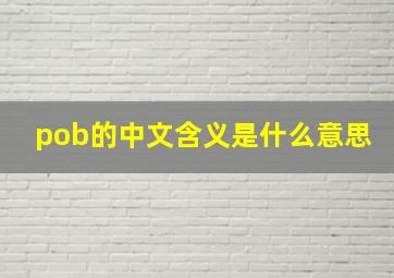 pob的中文含义是什么意思