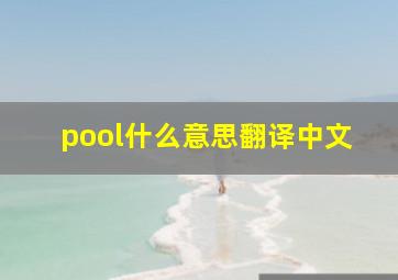 pool什么意思翻译中文