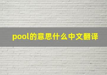 pool的意思什么中文翻译