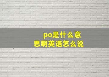 po是什么意思啊英语怎么说