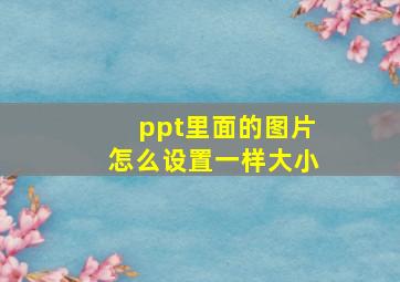 ppt里面的图片怎么设置一样大小