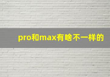 pro和max有啥不一样的