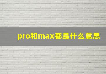 pro和max都是什么意思