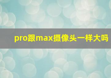 pro跟max摄像头一样大吗