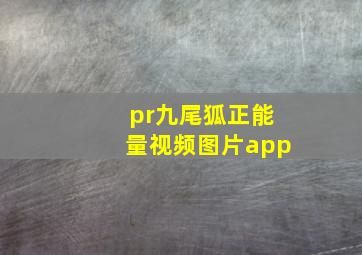 pr九尾狐正能量视频图片app