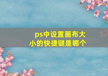 ps中设置画布大小的快捷键是哪个