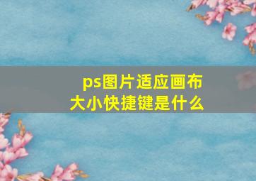 ps图片适应画布大小快捷键是什么