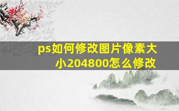 ps如何修改图片像素大小204800怎么修改