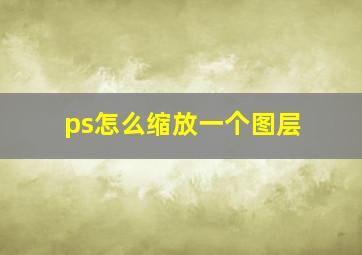 ps怎么缩放一个图层