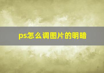 ps怎么调图片的明暗